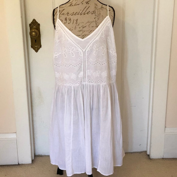 Monsoon Dresses & Skirts - Monsoon White Eyelet Beach Dress XL NWOT